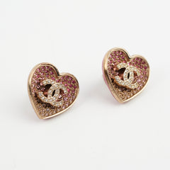 Chanel Pink Heart Logo Earrings Custome Jewellery Chanel Pink Heart Logo Earrings Custome Jewellery