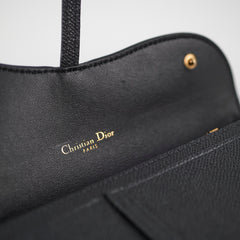 Christian Dior Saddle Wallet with Chain Black Christian Dior Saddle Wallet with Chain Black