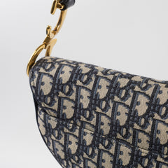 Christian Dior Medium Oblique Saddle Bag Navy Christian Dior Medium Oblique Saddle Bag Navy