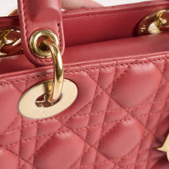 Christian Dior Small Lambskin Lady Dior Dark Pink Christian Dior Small Lambskin Lady Dior Dark Pink