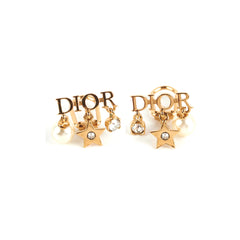 Dior Gold Logo Clip On Earrings Costume Jewellery