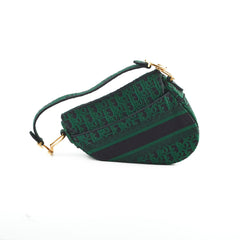 Christian Dior Oblique Dark Green Saddle Fabric Christian Dior Oblique Dark Green Saddle Fabric