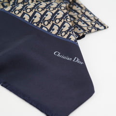 Christian Dior Oblique Navy Silk Scarf Christian Dior Oblique Navy Silk Scarf