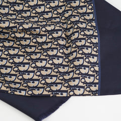 Christian Dior Oblique Navy Silk Scarf Christian Dior Oblique Navy Silk Scarf