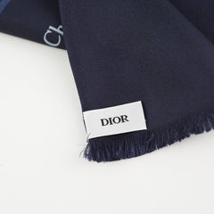 Christian Dior Oblique Navy Silk Scarf Christian Dior Oblique Navy Silk Scarf