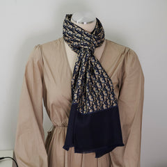 Christian Dior Oblique Navy Silk Scarf Christian Dior Oblique Navy Silk Scarf