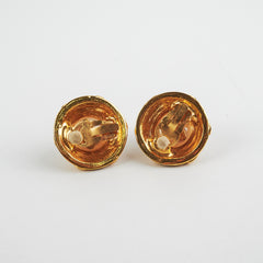 Chanel Vintage Clip On Round Gold Earrings Costume Jewellery Chanel Vintage Clip On Round Gold Earrings Costume Jewellery