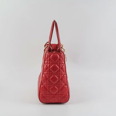 Christian Dior Medium Lady Dior Red Lambskin Bag Christian Dior Medium Lady Dior Red Lambskin Bag