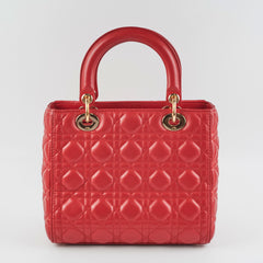 Christian Dior Medium Lady Dior Red Lambskin Bag Christian Dior Medium Lady Dior Red Lambskin Bag