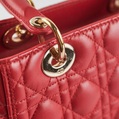 Christian Dior Medium Lady Dior Red Lambskin Bag Christian Dior Medium Lady Dior Red Lambskin Bag