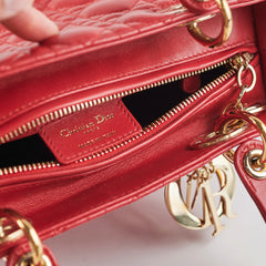 Christian Dior Medium Lady Dior Red Lambskin Bag Christian Dior Medium Lady Dior Red Lambskin Bag
