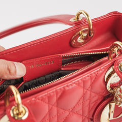 Christian Dior Medium Lady Dior Red Lambskin Bag Christian Dior Medium Lady Dior Red Lambskin Bag