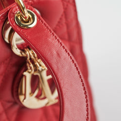 Christian Dior Medium Lady Dior Red Lambskin Bag Christian Dior Medium Lady Dior Red Lambskin Bag