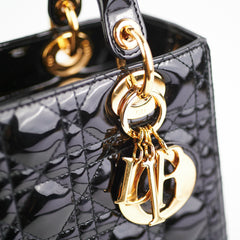Christian Dior Medium Lady Dior Patent Black Bag Christian Dior Medium Lady Dior Patent Black Bag