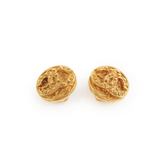 Chanel Vintage Clip On Gold Logo Earrings Costume Jewellery Chanel Vintage Clip On Gold Logo Earrings Costume Jewellery