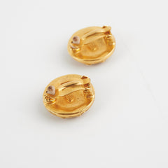 Chanel Vintage Clip On Gold Logo Earrings Costume Jewellery Chanel Vintage Clip On Gold Logo Earrings Costume Jewellery