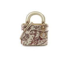 Christian Dior Mini Lady Dior Calfskin Limited Edition Embroidered Bag Ivory/Burgundy Christian Dior Mini Lady Dior Calfskin Limited Edition Embroidered Bag Ivory/Burgundy