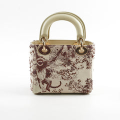 Christian Dior Mini Lady Dior Calfskin Limited Edition Embroidered Bag Ivory/Burgundy Christian Dior Mini Lady Dior Calfskin Limited Edition Embroidered Bag Ivory/Burgundy