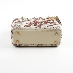 Christian Dior Mini Lady Dior Calfskin Limited Edition Embroidered Bag Ivory/Burgundy Christian Dior Mini Lady Dior Calfskin Limited Edition Embroidered Bag Ivory/Burgundy