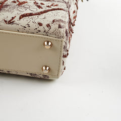 Christian Dior Mini Lady Dior Calfskin Limited Edition Embroidered Bag Ivory/Burgundy Christian Dior Mini Lady Dior Calfskin Limited Edition Embroidered Bag Ivory/Burgundy