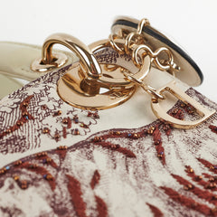 Christian Dior Mini Lady Dior Calfskin Limited Edition Embroidered Bag Ivory/Burgundy Christian Dior Mini Lady Dior Calfskin Limited Edition Embroidered Bag Ivory/Burgundy