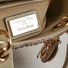 Christian Dior Mini Lady Dior Calfskin Limited Edition Embroidered Bag Ivory/Burgundy Christian Dior Mini Lady Dior Calfskin Limited Edition Embroidered Bag Ivory/Burgundy