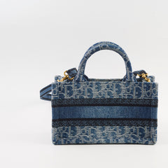 Christian Dior Mini Book Tote Denim Blue Christian Dior Mini Book Tote Denim Blue