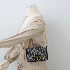 Christian Dior Montaigne Belt Bag with Chain Navy Christian Dior Montaigne Belt Bag with Chain Navy