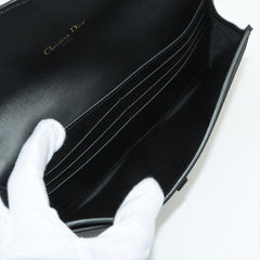 Christian Dior Saddle Leather Chain Wallet Black Christian Dior Saddle Leather Chain Wallet Black