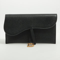 Christian Dior Saddle Leather Chain Wallet Black Christian Dior Saddle Leather Chain Wallet Black