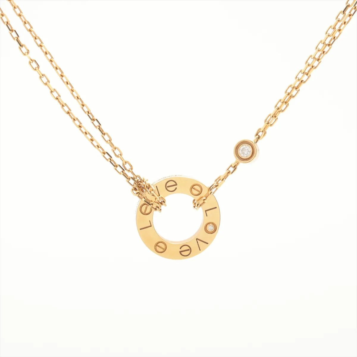 34606 Cartier Love Pendant 2 Diamond Yellow Gold Necklace photo 1