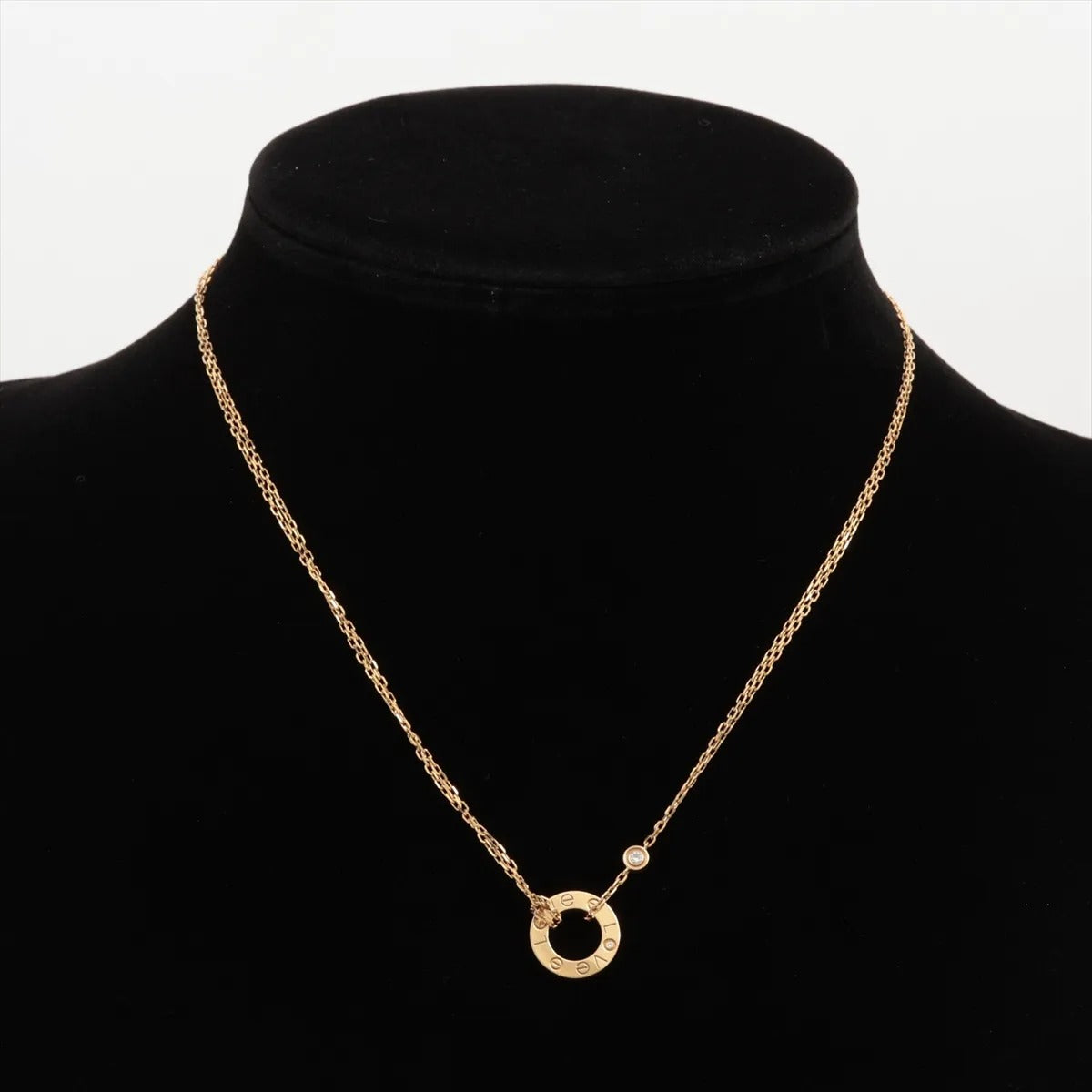 34606 Cartier Love Pendant 2 Diamond Yellow Gold Necklace photo 5