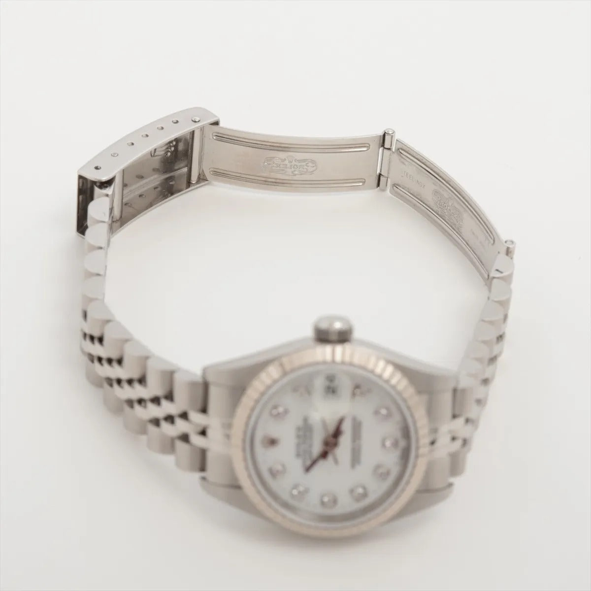 34610 Rolex 26mm DateJust Stainless Steel 18k white gold with Diamonds White Face Watch photo 5