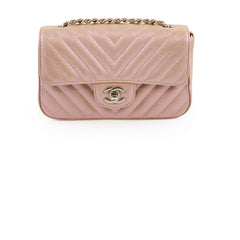 Chanel 17B Mini Rectangular Chevron Rose Gold