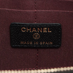 Chanel Quilted Caviar Long Wallet Clutch with Chain Black