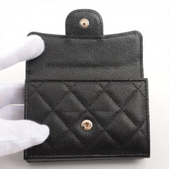 Chanel Tri-Fold Black Caviar Compact Wallet