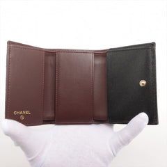 Chanel Tri-Fold Black Caviar Compact Wallet