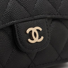 Chanel Tri-Fold Black Caviar Compact Wallet