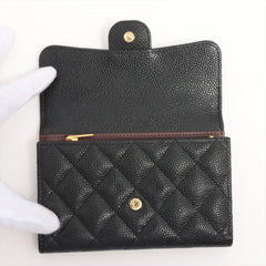 Chanel Black Caviar Compact Wallet