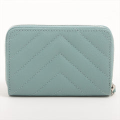 Chanel Chevron Caviar Green/Grey Coin Case
