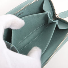 Chanel Chevron Caviar Green/Grey Coin Case