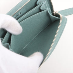 Chanel Chevron Caviar Green/Grey Coin Case