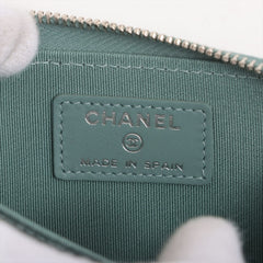 Chanel Chevron Caviar Green/Grey Coin Case