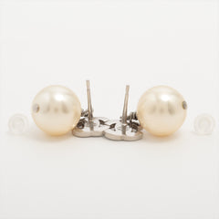 Chanel CC Pearl Drop Earrings Silver (Costume Jewellery)