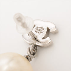 Chanel CC Pearl Drop Earrings Silver (Costume Jewellery)