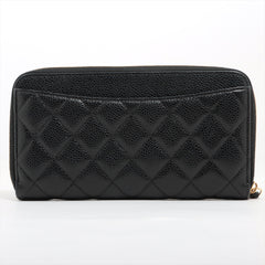 Chanel Long Quilted Caviar Black Wallet