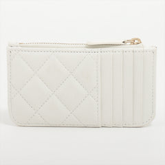 Chanel Matelasse Caviar White 5 Slot Zipper Card Case