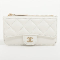 Chanel Matelasse Caviar White 5 Slot Zipper Card Case
