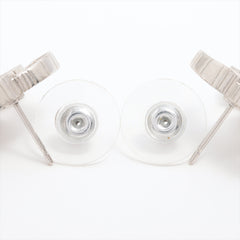 Chanel Coco Logo Silver Rhinestone Earrings Costume Jewellery
