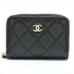 Chanel Zipper Caviar Black Card Holder